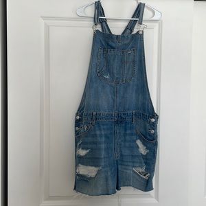 American Eagle Distressed Overall Shorts, XL
